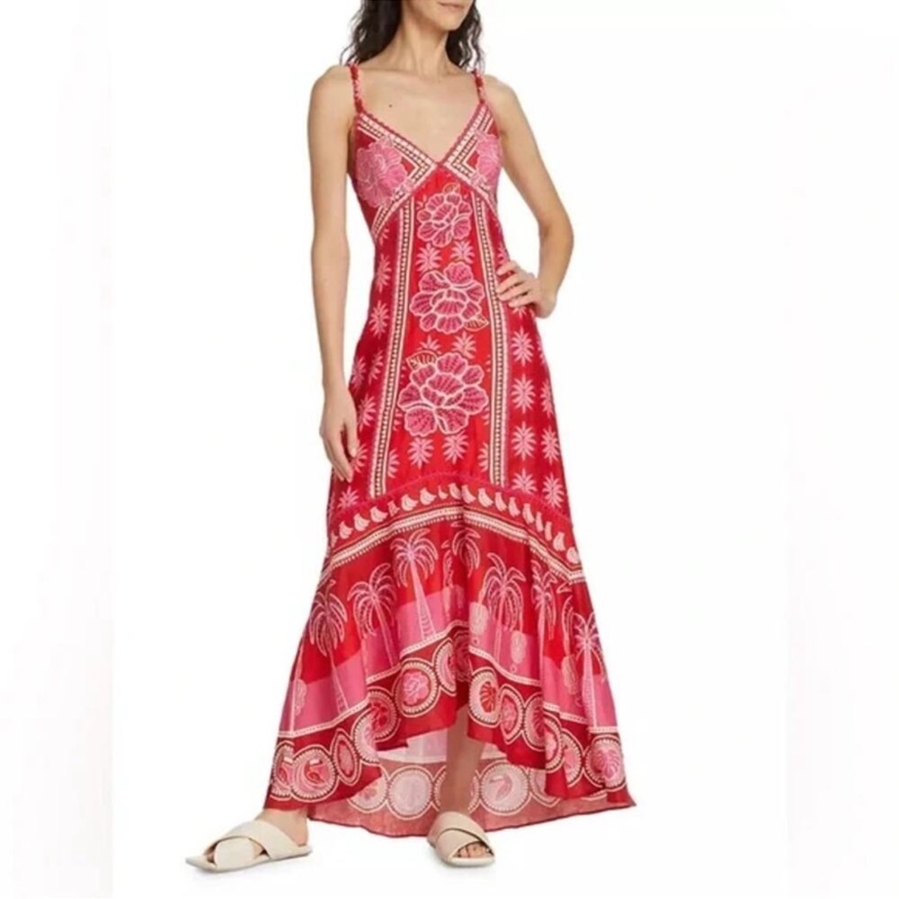 ⭐️Caroline Constas Red and Pink Ruffled Tiered Maxi Sundress⭐️ - Picture 4 of 8